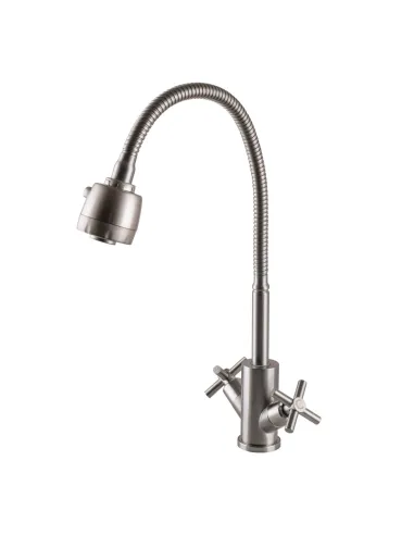 Двухвентильный смеситель для кухни из нержавеющей стали Globus Lux Dukat SD4-G203S с гибким изливом - 2