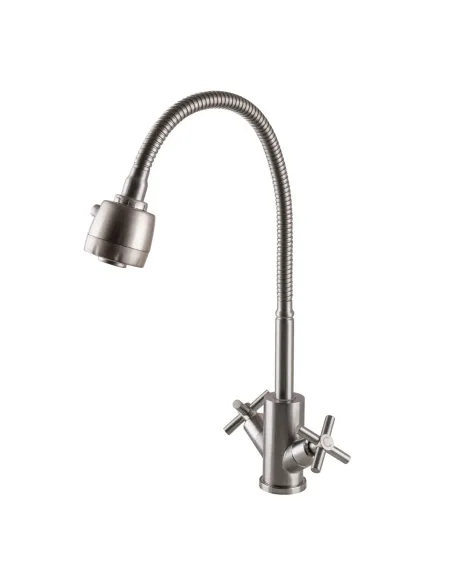 Двухвентильный смеситель для кухни из нержавеющей стали Globus Lux Dukat SD4-G203S с гибким изливом - 2