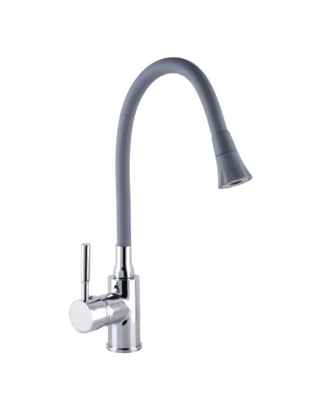 Смеситель для кухни Globus Lux Solly GLLR-0203SA-G03, серый гибкий излив с душевой насадкой - 1