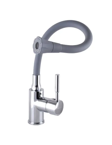 Смеситель для кухни Globus Lux Solly GLLR-0203SA-G03, серый гибкий излив с душевой насадкой - 2