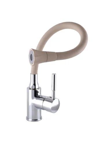 Смеситель для кухни Globus Lux Solly GLLR-0203SA-K15, бежевый гибкий излив с душевой насадкой - 2