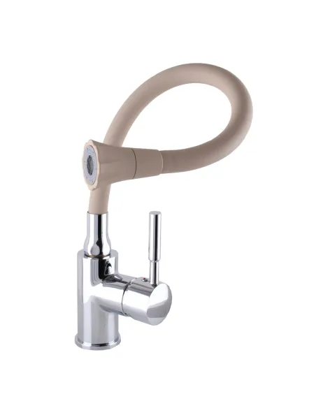 Смеситель для кухни Globus Lux Solly GLLR-0203SA-K15, бежевый гибкий излив с душевой насадкой - 2