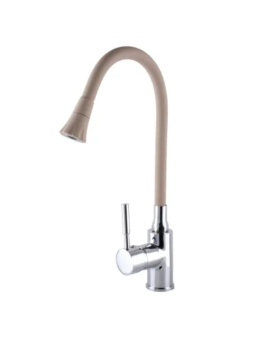 Смеситель для кухни Globus Lux Solly GLLR-0203SA-K15, бежевый гибкий излив с душевой насадкой - 3
