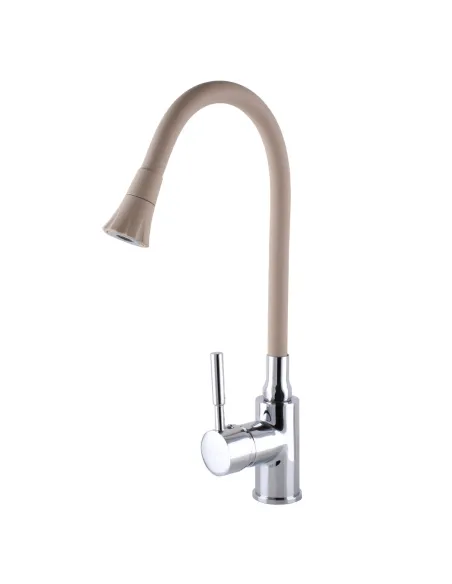 Смеситель для кухни Globus Lux Solly GLLR-0203SA-K15, бежевый гибкий излив с душевой насадкой - 3
