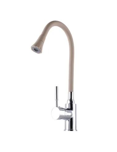 Смеситель для кухни Globus Lux Solly GLLR-0203SA-K15, бежевый гибкий излив с душевой насадкой - 4