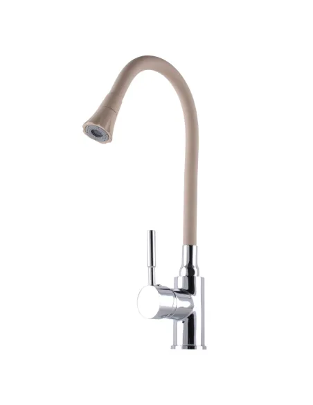 Смеситель для кухни Globus Lux Solly GLLR-0203SA-K15, бежевый гибкий излив с душевой насадкой - 4