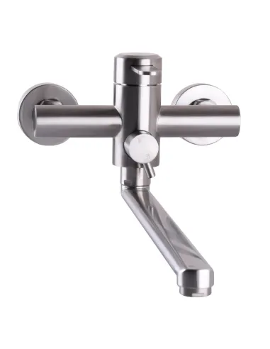 Смеситель для ванны с душем Globus Lux Wien SUS2-208 нержавеющая сталь, длинный гусак, с душевым набором - 2