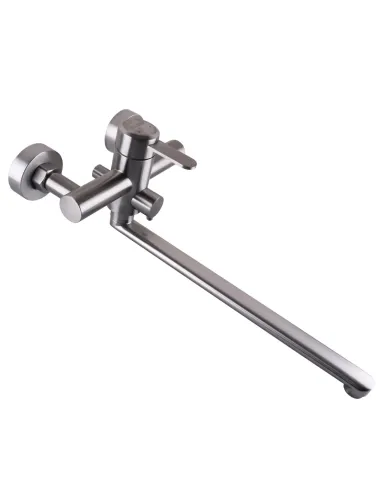 Смеситель для ванны с душем Globus Lux Wien SUS2-208 нержавеющая сталь, длинный гусак, с душевым набором - 4