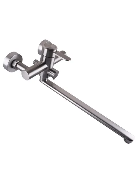 Смеситель для ванны с душем Globus Lux Wien SUS2-208 нержавеющая сталь, длинный гусак, с душевым набором - 4