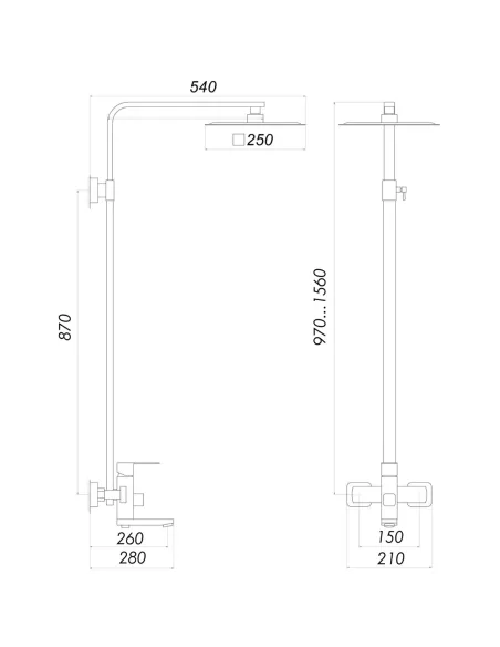 Душевая система из нержавеющей стали Globus Lux Sicilia Plus-SBQ-SH-02-304 с регулируемой душевой штангой - 5