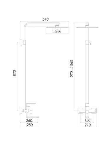 Душевая система из нержавеющей стали Globus Lux Sicilia Plus-SBQ-SH-02-BB с регулируемой душевой штангой - 6