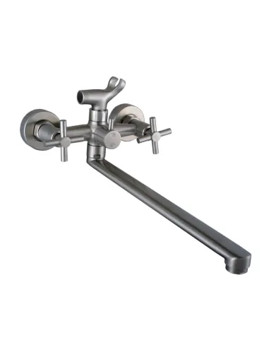 Смеситель для ванны Globus Lux Dukat SD4-208 нержавеющая сталь, двухвентильный, длинный гусак - 1