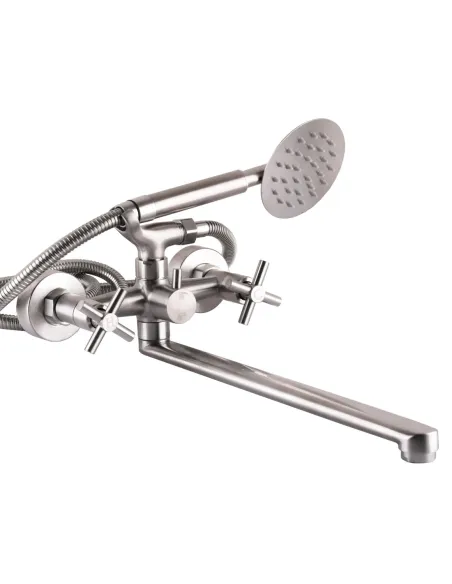 Смеситель для ванны Globus Lux Dukat SD4-208 нержавеющая сталь, двухвентильный, длинный гусак - 2