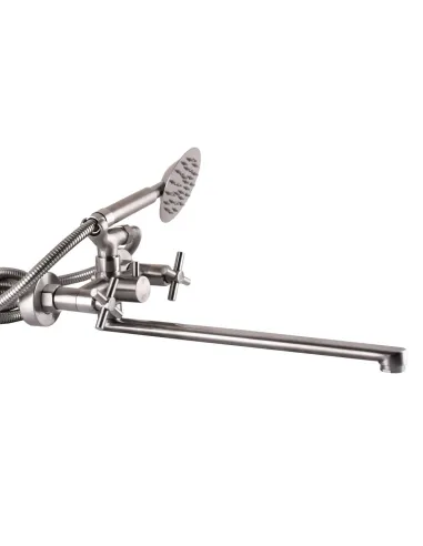 Смеситель для ванны Globus Lux Dukat SD4-208 нержавеющая сталь, двухвентильный, длинный гусак - 3