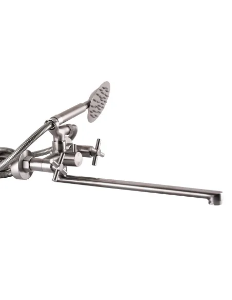 Смеситель для ванны Globus Lux Dukat SD4-208 нержавеющая сталь, двухвентильный, длинный гусак - 3
