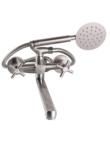 Смеситель для ванны Globus Lux Dukat SD4-208 нержавеющая сталь, двухвентильный, длинный гусак - 4