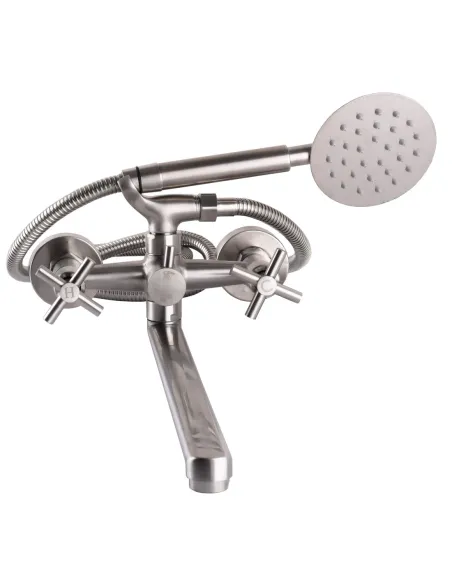 Смеситель для ванны Globus Lux Dukat SD4-208 нержавеющая сталь, двухвентильный, длинный гусак - 4