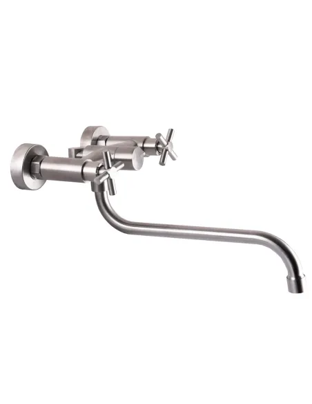 Смеситель для ванны Globus Lux Dukat SD4-208L нержавеющая сталь, двухвентильный, S-образный гусак - 1