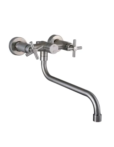 Смеситель для ванны Globus Lux Dukat SD4-208L нержавеющая сталь, двухвентильный, S-образный гусак - 2