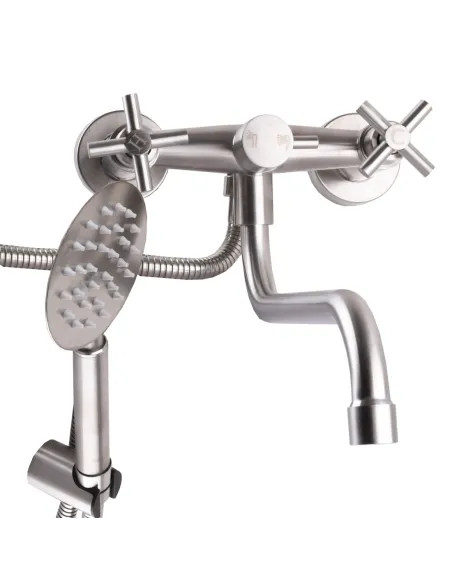 Смеситель для ванны Globus Lux Dukat SD4-208L нержавеющая сталь, двухвентильный, S-образный гусак - 4