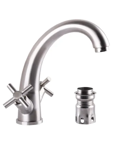 Смеситель для умывальника Globus Lux Dukat SD4-401 нержавеющая сталь, двухвентильный - 3