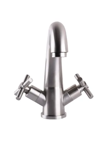 Смеситель для умывальника Globus Lux Dukat SD4-401 нержавеющая сталь, двухвентильный - 4