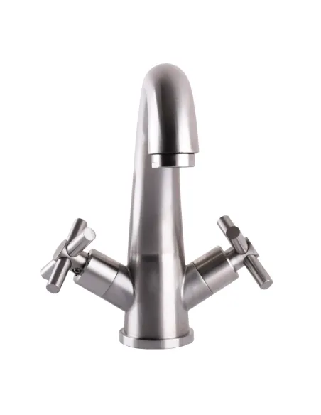 Смеситель для умывальника Globus Lux Dukat SD4-401 нержавеющая сталь, двухвентильный - 4