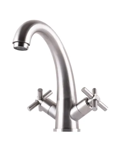 Смеситель для умывальника Globus Lux Dukat SD4-401 нержавеющая сталь, двухвентильный - 5