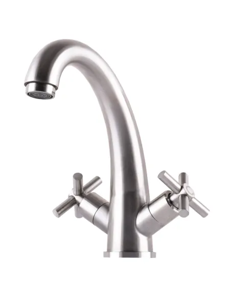 Смеситель для умывальника Globus Lux Dukat SD4-401 нержавеющая сталь, двухвентильный - 5