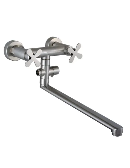 Смеситель для ванны Globus Lux Dukat-8 SD8-108 нержавеющая сталь, двухвентильный, длинный гусак - 3