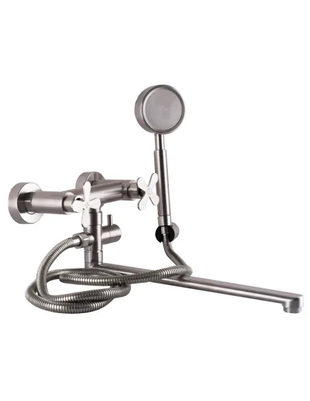 Смеситель для ванны Globus Lux Dukat-8 SD8-108 нержавеющая сталь, двухвентильный, длинный гусак - 1