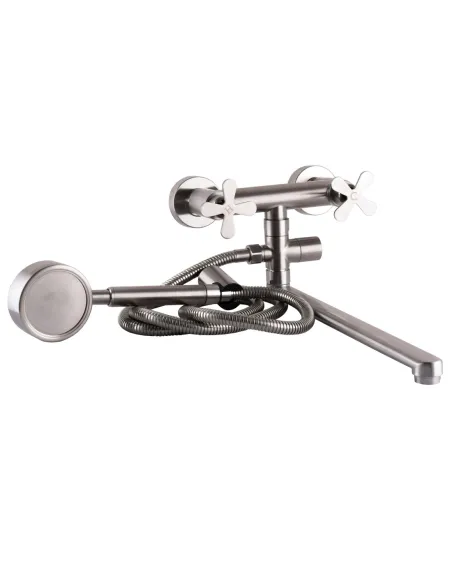 Смеситель для ванны Globus Lux Dukat-8 SD8-108 нержавеющая сталь, двухвентильный, длинный гусак - 2
