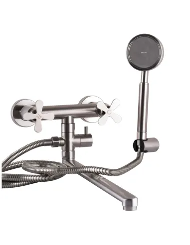 Смеситель для ванны Globus Lux Dukat-8 SD8-108 нержавеющая сталь, двухвентильный, длинный гусак - 4