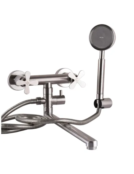 Смеситель для ванны Globus Lux Dukat-8 SD8-108 нержавеющая сталь, двухвентильный, длинный гусак - 4