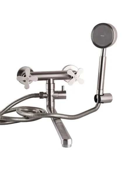 Смеситель для ванны Globus Lux Dukat-8 SD8-108 нержавеющая сталь, двухвентильный, длинный гусак - 5