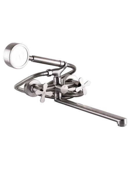 Смеситель для ванны Globus Lux Dukat-8 SD8-208 нержавеющая сталь, двухвентильный, длинный гусак - 1