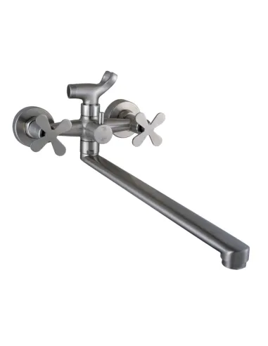 Смеситель для ванны Globus Lux Dukat-8 SD8-208 нержавеющая сталь, двухвентильный, длинный гусак - 2