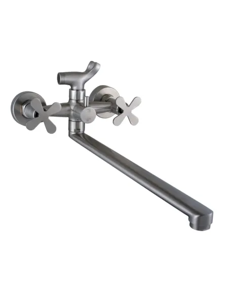 Смеситель для ванны Globus Lux Dukat-8 SD8-208 нержавеющая сталь, двухвентильный, длинный гусак - 2