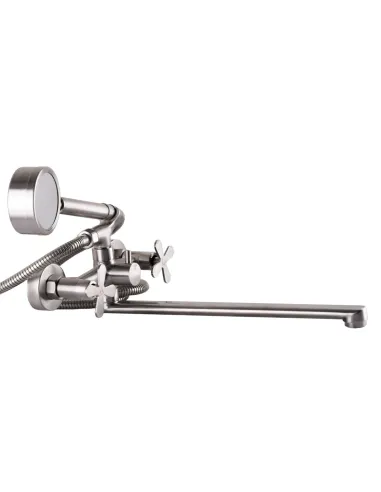Смеситель для ванны Globus Lux Dukat-8 SD8-208 нержавеющая сталь, двухвентильный, длинный гусак - 4