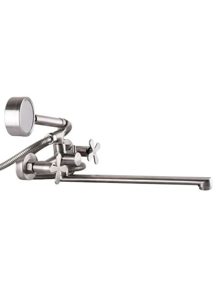 Смеситель для ванны Globus Lux Dukat-8 SD8-208 нержавеющая сталь, двухвентильный, длинный гусак - 4