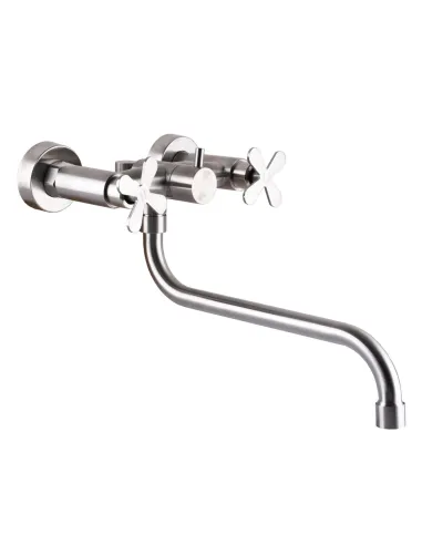 Смеситель для ванны Globus Lux Dukat-8 SD8-208L нержавеющая сталь, двухвентильный, S-образный гусак - 3