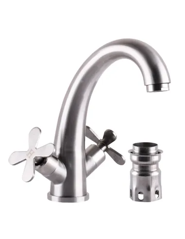 Смеситель для умывальника Globus Lux Dukat-8 SD8-401 нержавеющая сталь, двухвентильный - 1