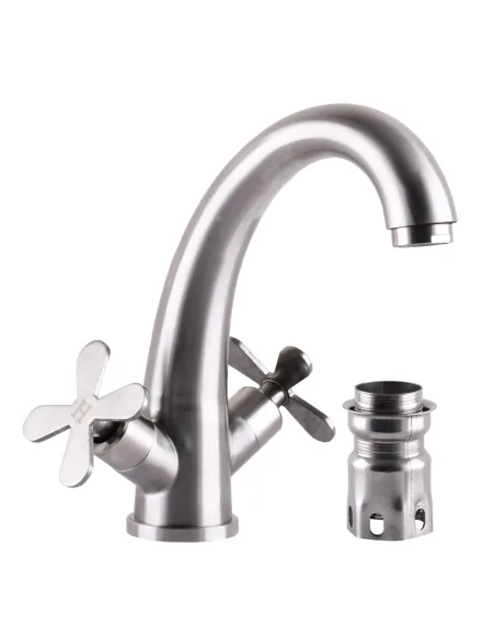 Смеситель для умывальника Globus Lux Dukat-8 SD8-401 нержавеющая сталь, двухвентильный - 1