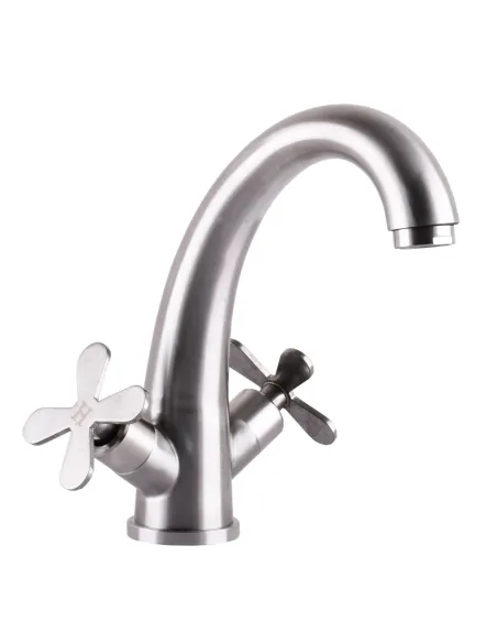 Смеситель для умывальника Globus Lux Dukat-8 SD8-401 нержавеющая сталь, двухвентильный - 2