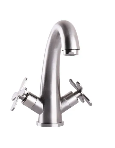 Смеситель для умывальника Globus Lux Dukat-8 SD8-401 нержавеющая сталь, двухвентильный - 3