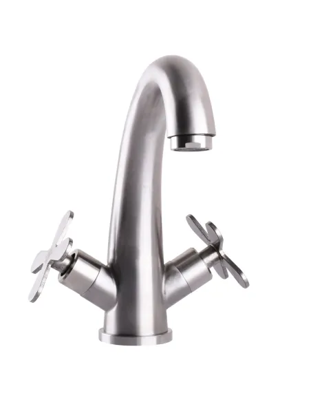 Смеситель для умывальника Globus Lux Dukat-8 SD8-401 нержавеющая сталь, двухвентильный - 3