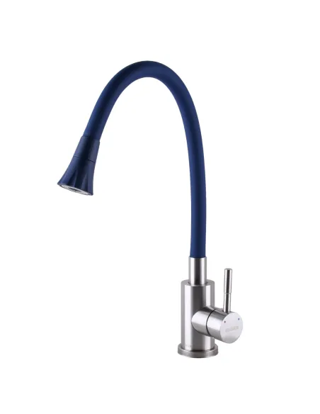 Смеситель для кухни из нержавеющей стали Globus Lux Alpen SBT1-203SA-S21 синий гибкий излив с душевой насадкой - 1