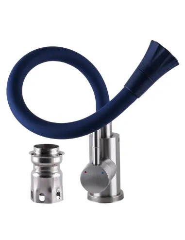 Смеситель для кухни из нержавеющей стали Globus Lux Alpen SBT1-203SA-S21 синий гибкий излив с душевой насадкой - 2