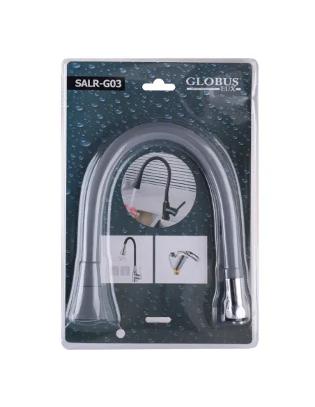 Излив гибкий для смесителя Globus Lux SALR-G03, серый с душевой насадкой - 2