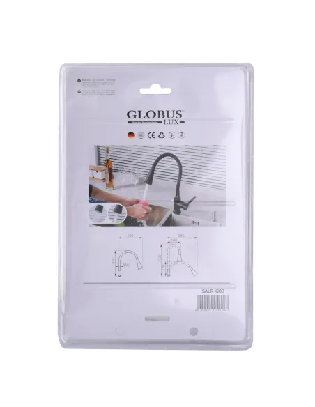 Излив гибкий для смесителя Globus Lux SALR-G03, серый с душевой насадкой - 3